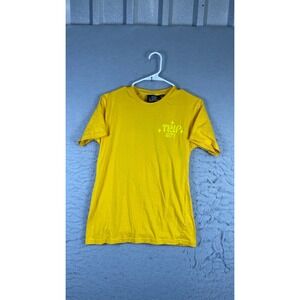 Trip City Graphic T-Shirt Men Small Yellow Excellent Flaming Skeleton Cosmic Art